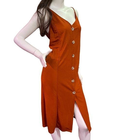 ZARA W/B COLLECTION SLEEVELESS DRESS Burnt Orange Size M - Picture 2 of 11